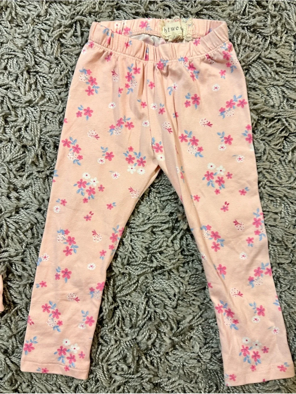 btween Peach Pink Floral Pajama Set - Smile All Day Tee & Leggings - Picture 2 of 9